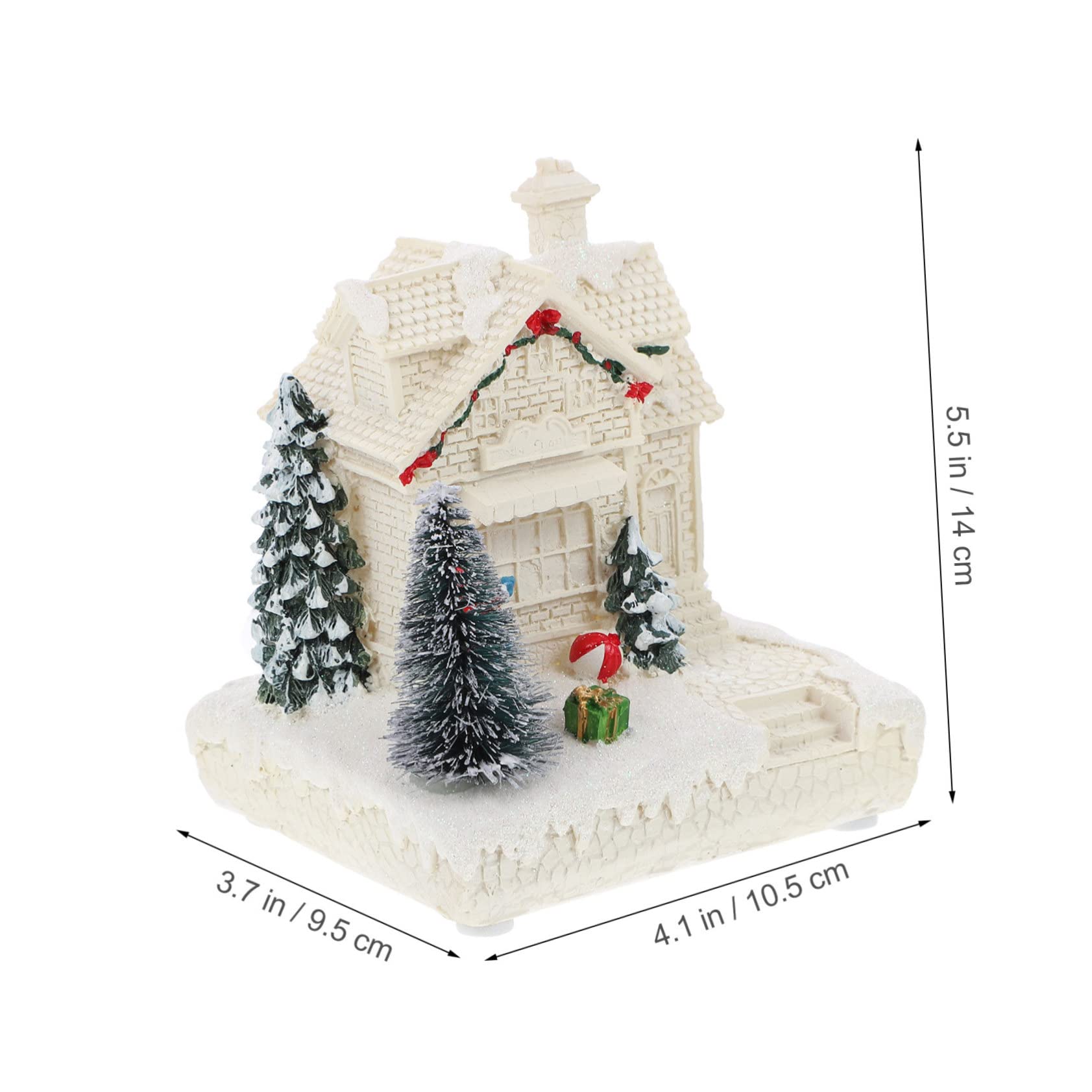 Ciieeo Tabletop Christmas Tree Decor Mini Resin House Ornament Holiday Light Design