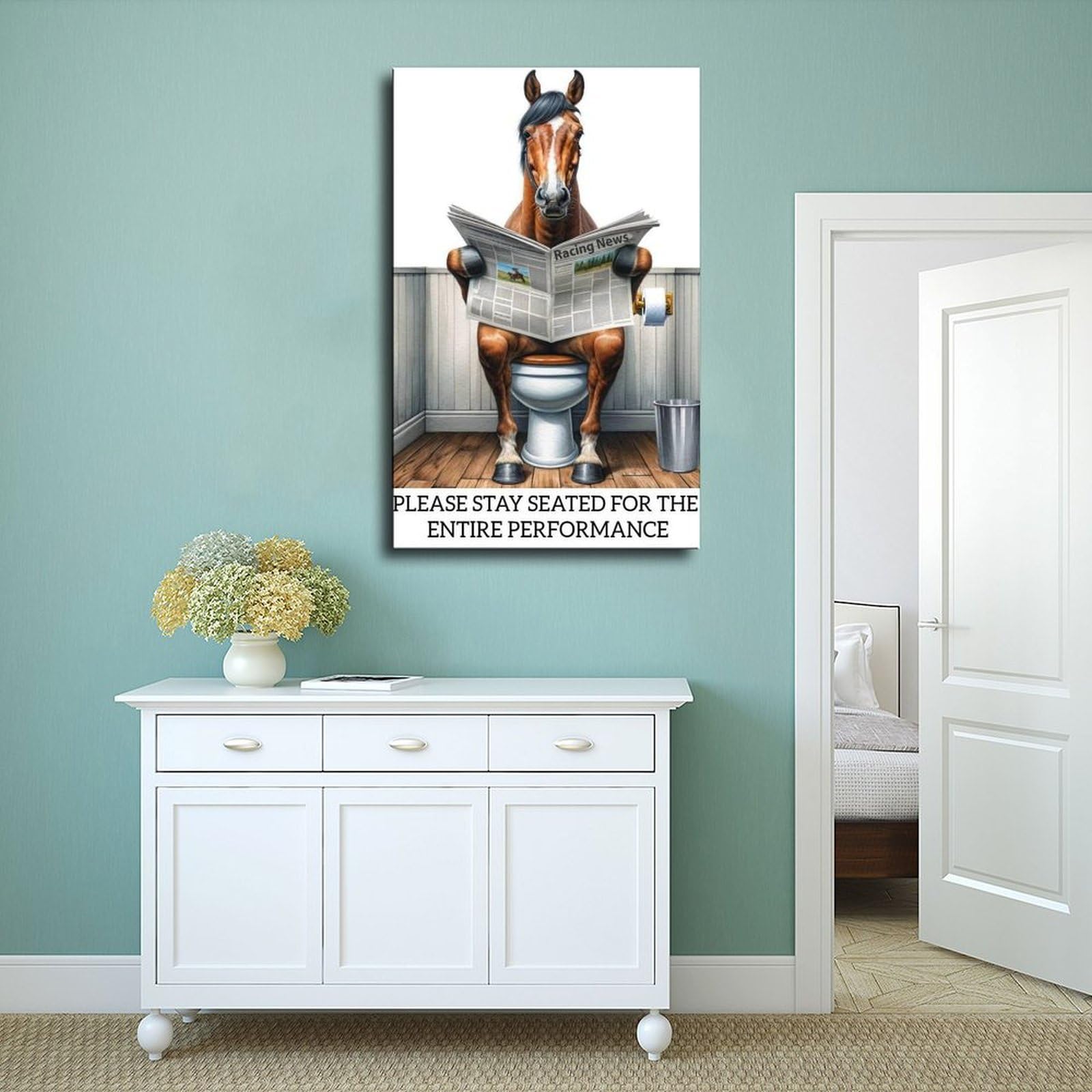 Cartello In Latta Per Bagno Con Cavallo 20x30 Cm – Decorazione Murale Divertente, Impermeabile, Con Adesivi