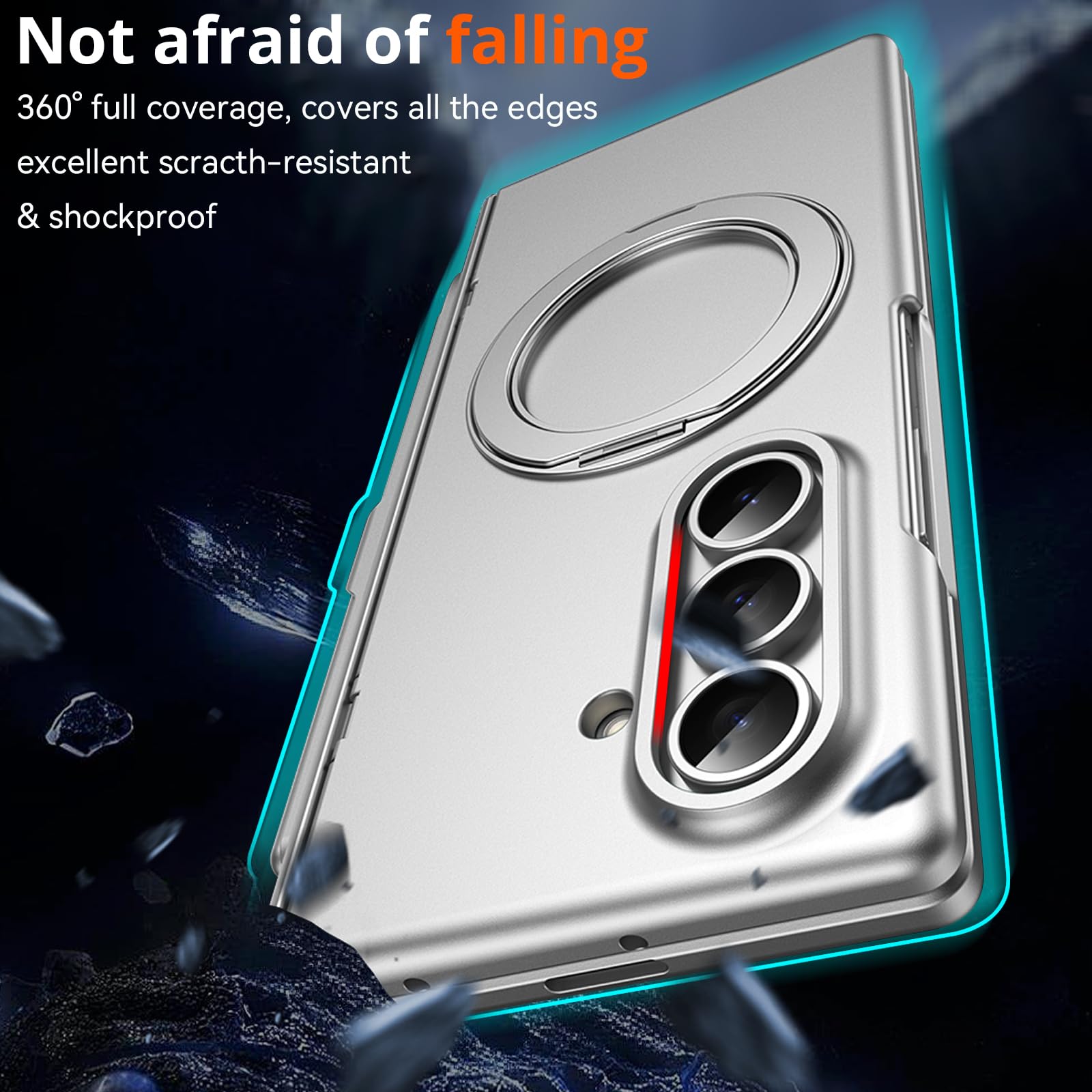 Custodia per Samsung Galaxy Z Fold 8 con portapenne e pennino capacitivo, compatibile con Magsafe anello di rotazione magnetico con cavalletto protezione dello schermo copertura completa
