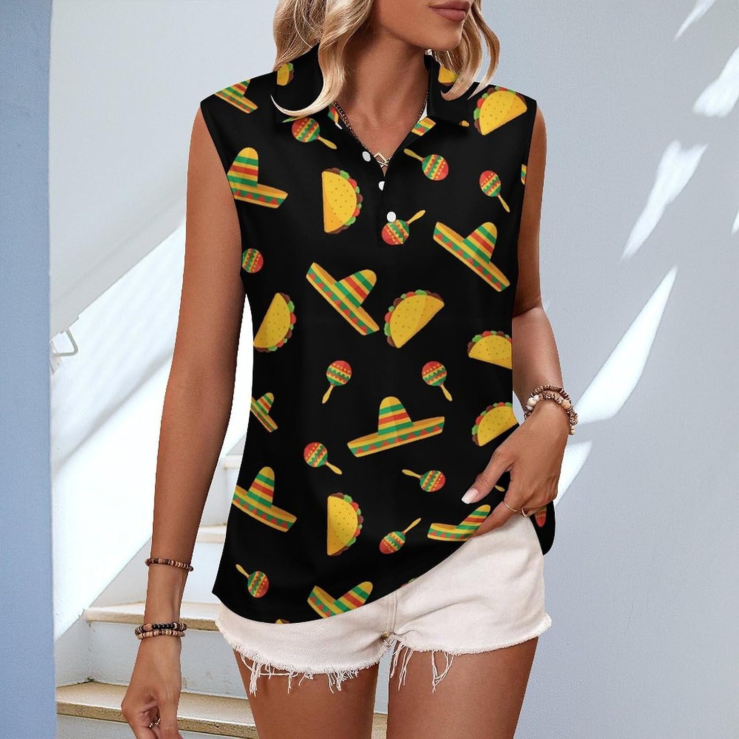 Women's Sleeveless Polo Shirt Quick Dry Athletic Tank Top for Golf Tennis Gym