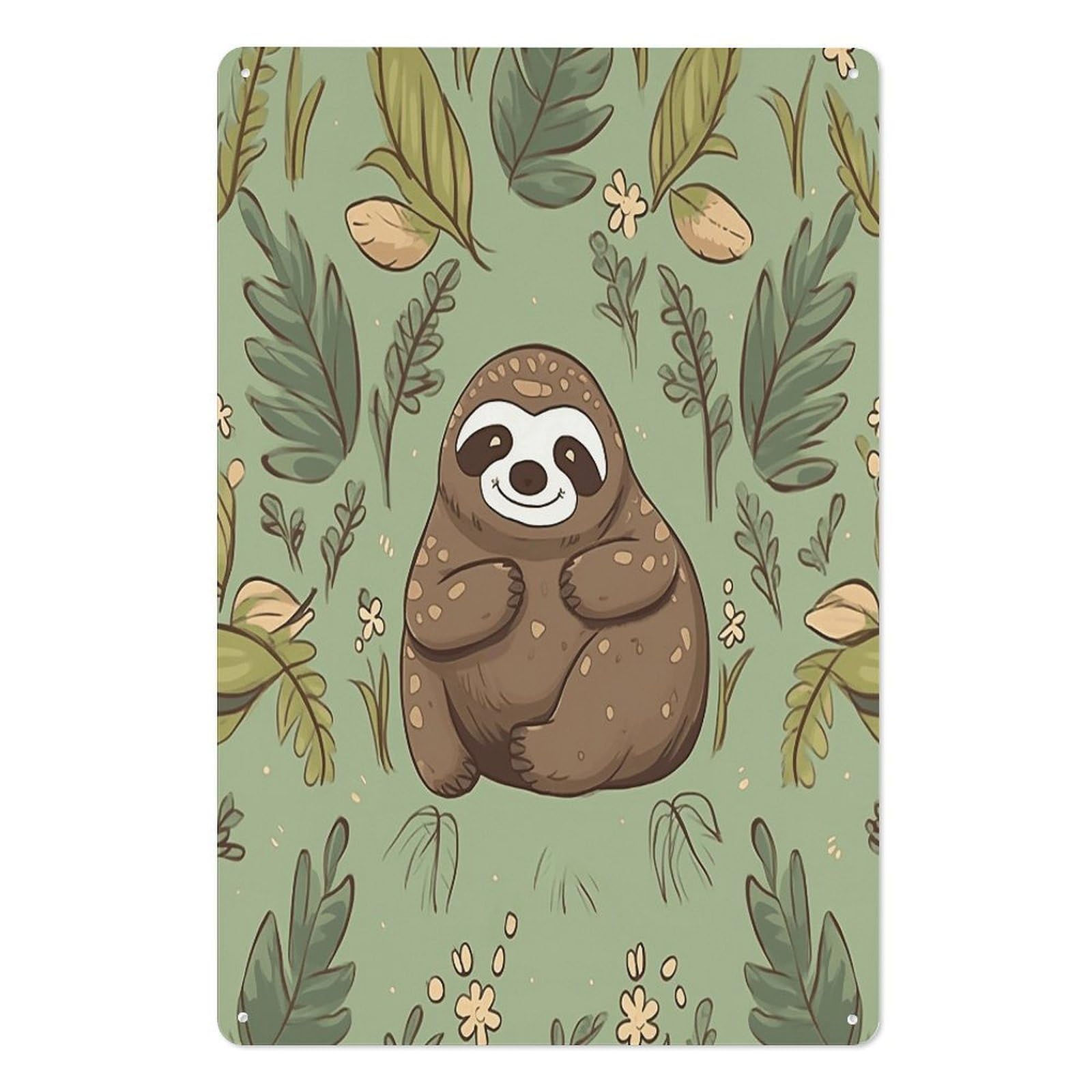 Adfgyerh Style Sloth On The Grass Tin Sign Hanging Art Prints,Wall Decor For Gifting And Party Decoration 7.9X11.8 Inch,Wall Art For Home Garden Greenhouse Living Room Bedroom Yard