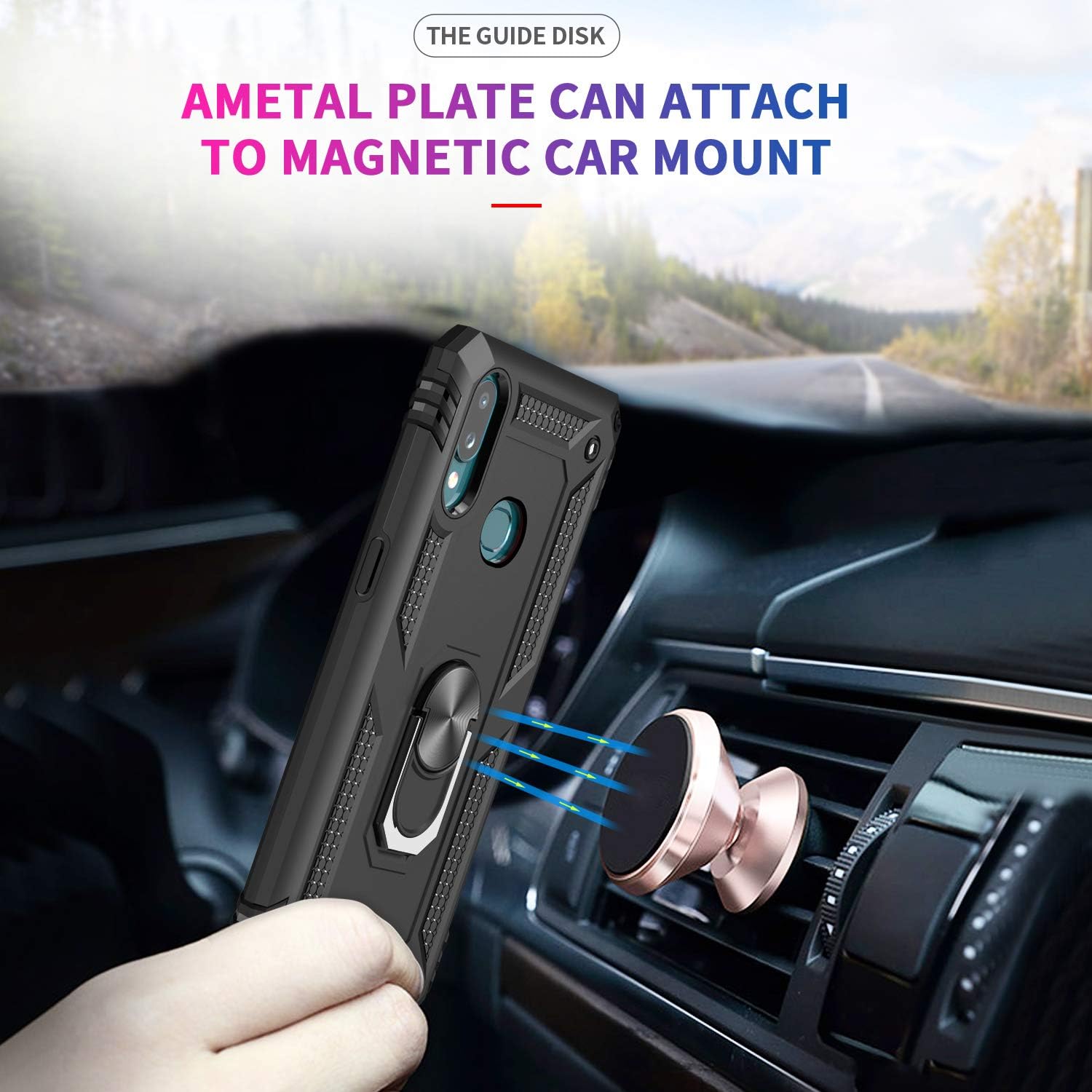 LeYi Compatible for Samsung Galaxy A10S Case (Not Fit A10) with Tempered Glass Screen Protector [2 Pieces], Military-Grade Protective Phone Case with Car Ring Holder Kickstand for Samsung A10S, Black