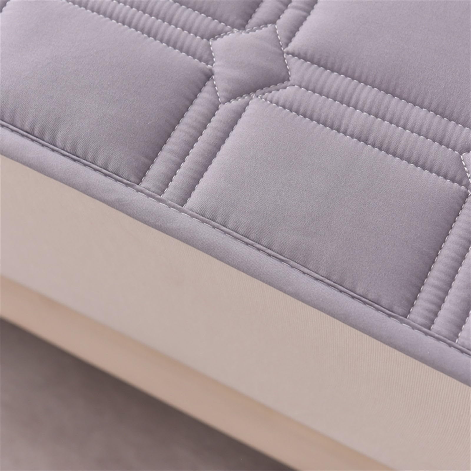 Odot Protector de Colchón Acolchado Color Sólido, Protectores de Colchón Funda de Colchón con 4 Bandas Elásticas Cubre Colchón Suave Comodo Sábana Protectora para Cama (150x200cm,Gris A)