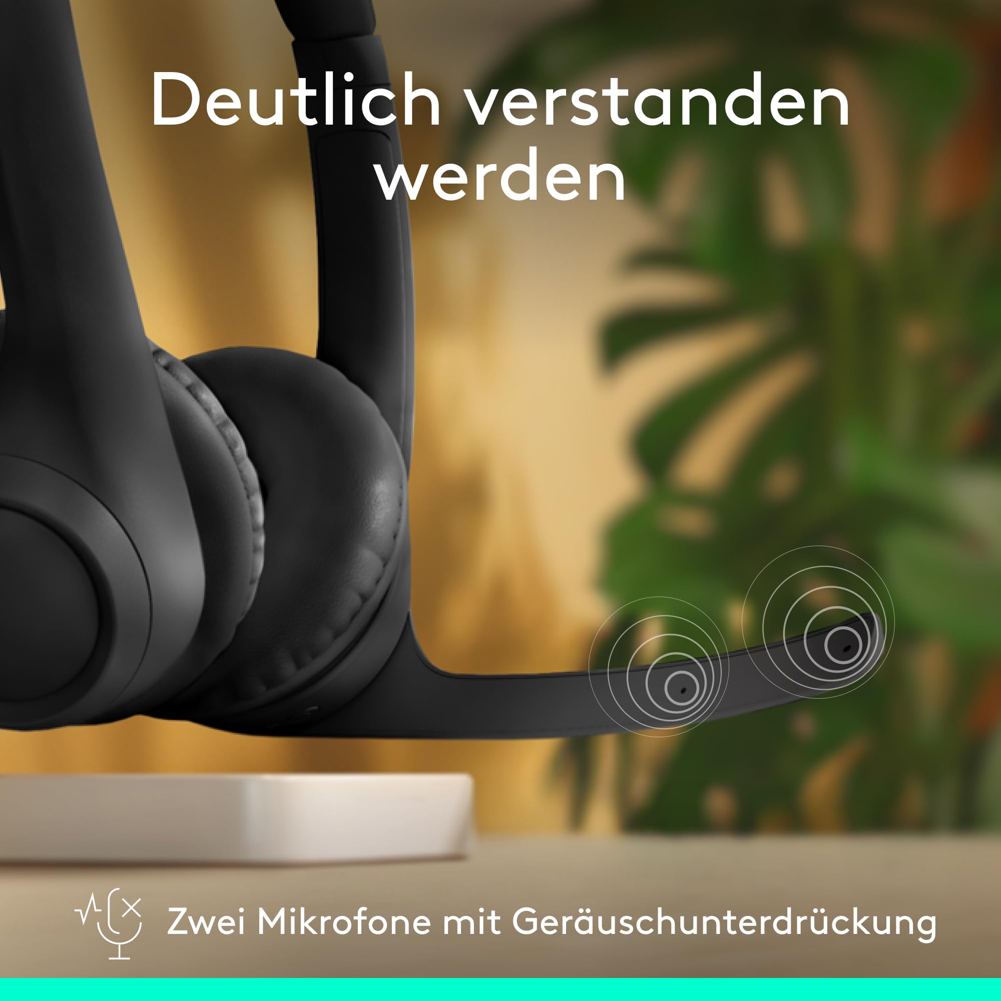 Logitech Zone 300 Wireless Bluetooth Headset mit Mikrofon inkl. Geräuschunterdrückung, kompatibel mit Windows, Mac, Chrome, Linux, iOS, iPadOS, Android - Schwarz