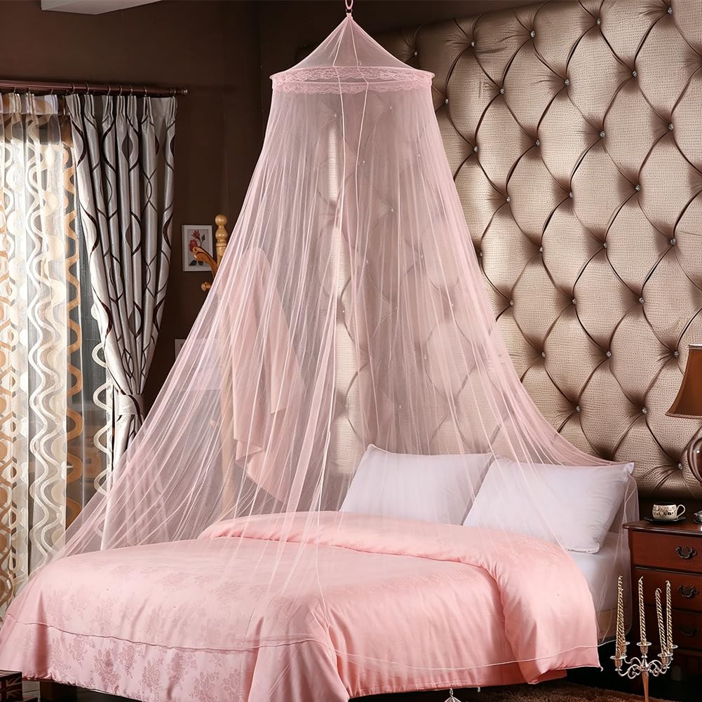 MIFKLMV Bed Canopy for Girls, Children Mosquito Net Nursery Decorations, House Bed Canopy, Mosquito Net Play Tent for Children's Room, Hanging Bed Net Cover For Girls Room Decor, Pink