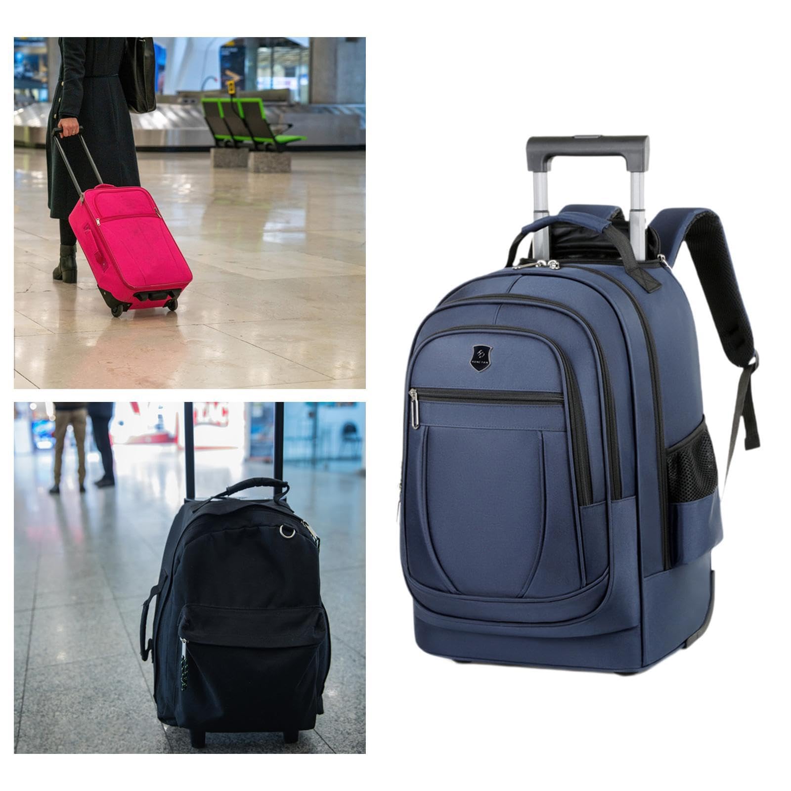 Zaino Trolley Con Ruote Per Sistema Multi Tasche Di, Blu, 50x34x22cm