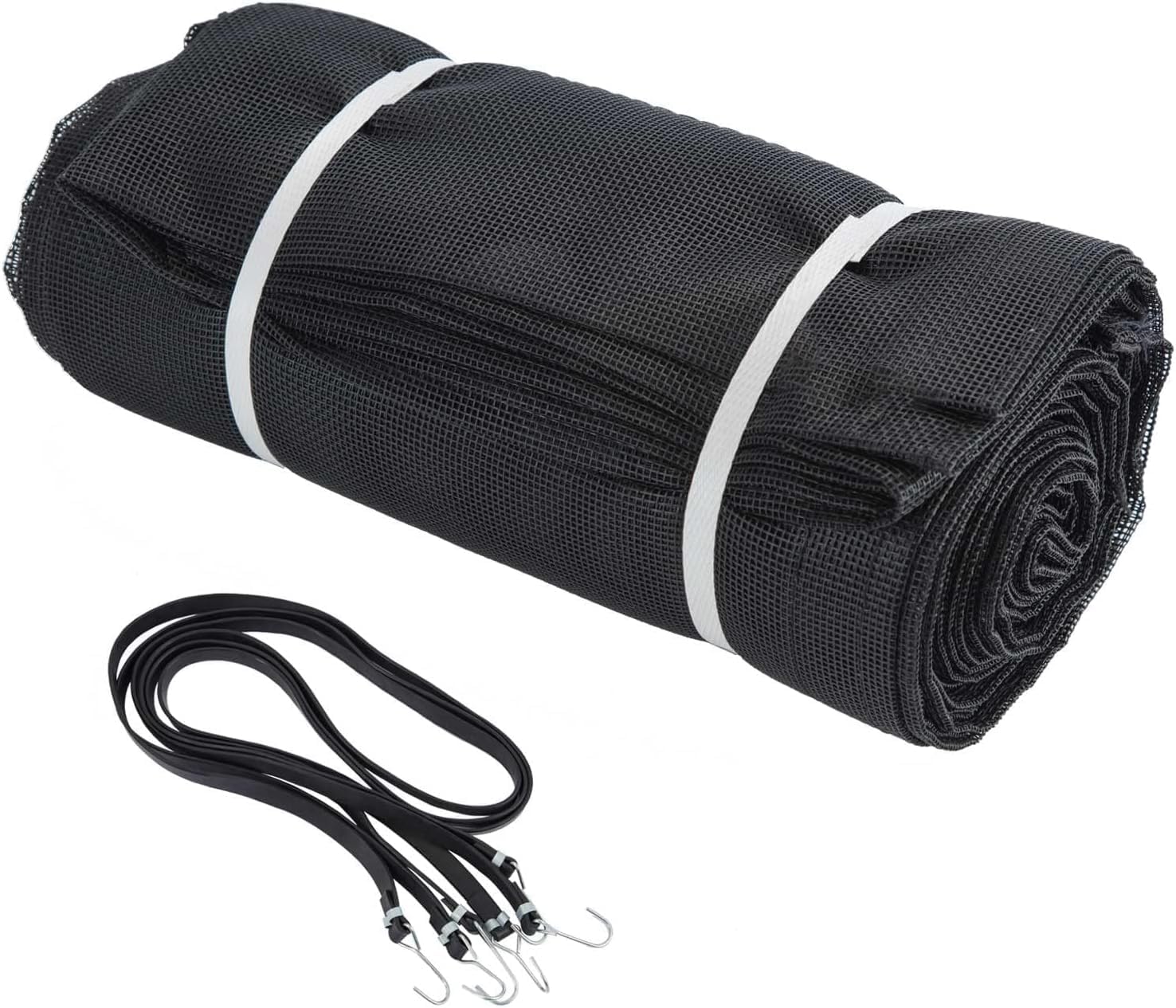 Tela de malla para camión volquete, lona de poliéster recubierta de PVC resistente de 7 x 18 pies, arandela de cinturón de tela de malla negra para