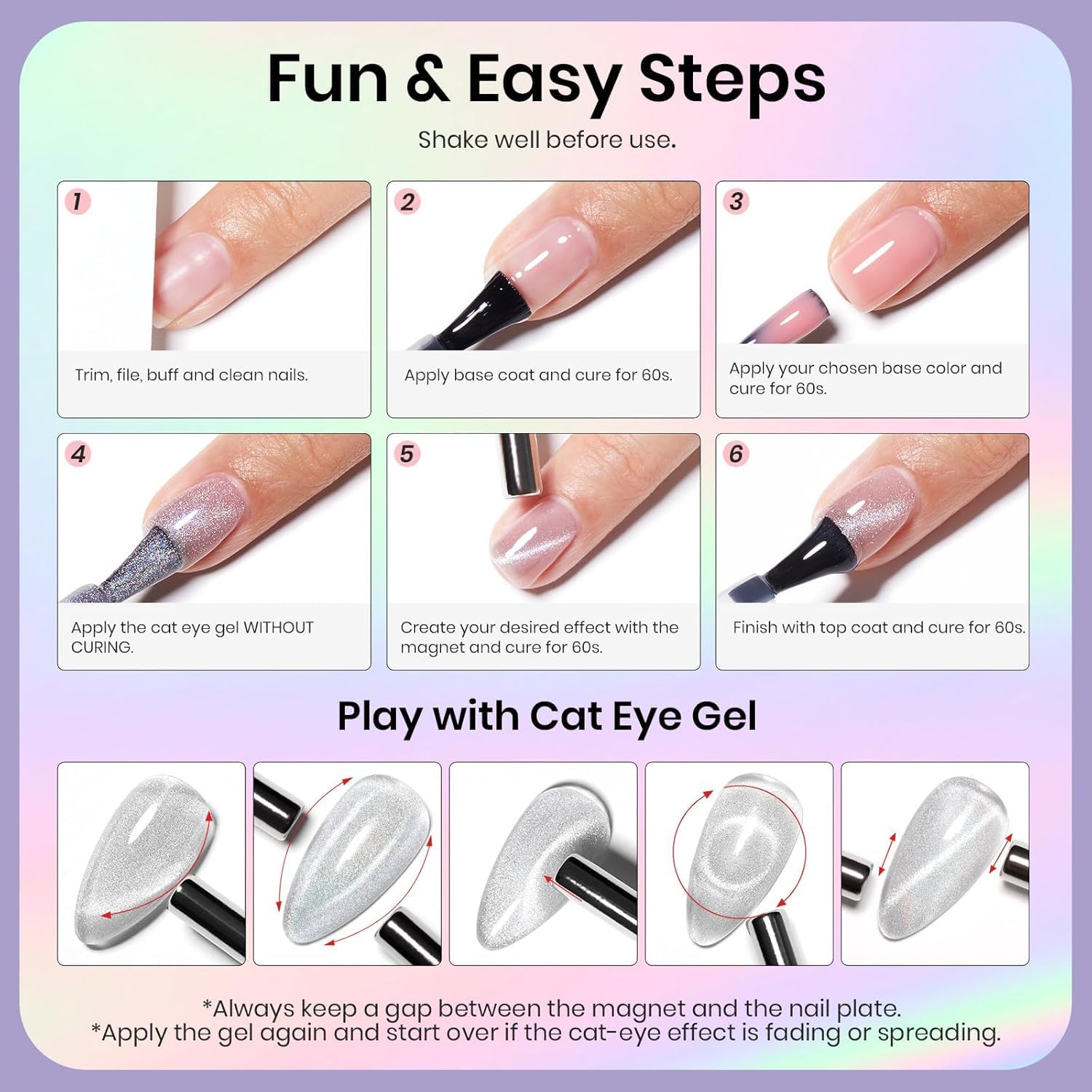 Vishine Vernis Gel Effet Œil de Chat – 16ml Gel Magnétique Holographique Pailleté, Gel UV Réfléchissant Translucide pour Nail Art, Poussière d’Argent (H003)