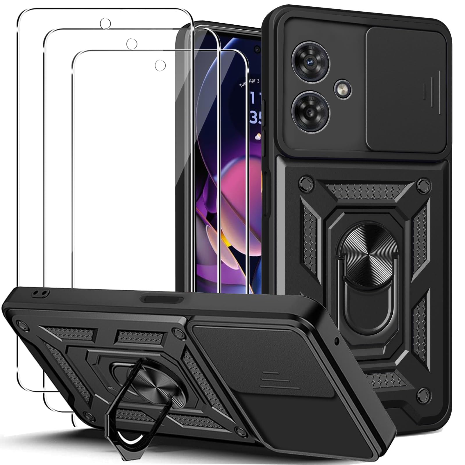 Ivoler Hülle Für Motorola Moto G54 5G – Mit 2 Panzerglas-Folien, Militärischer Schutz, Stoßfest