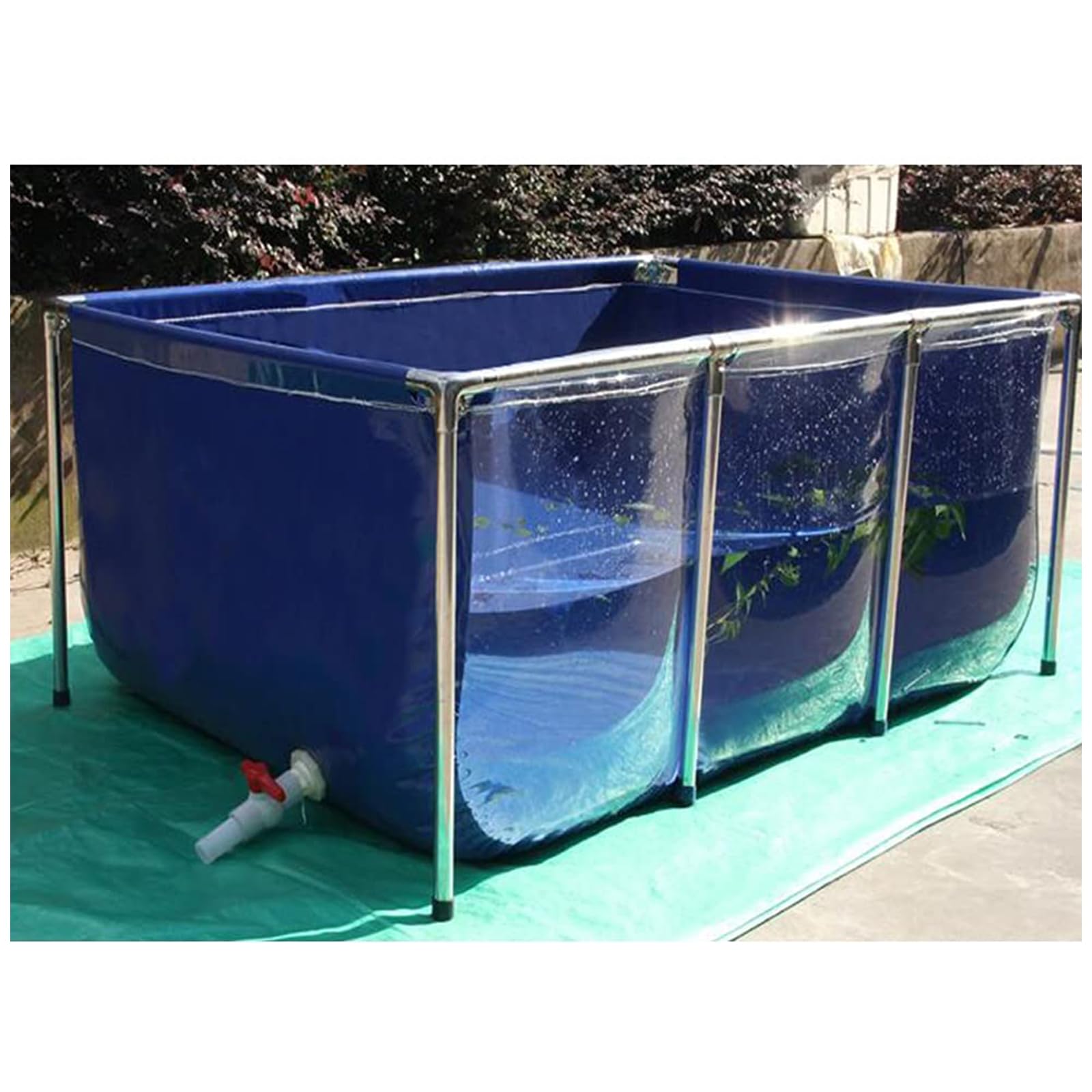 Tanque de lona para peces con ventana de observación transparente y vaciado fácil
