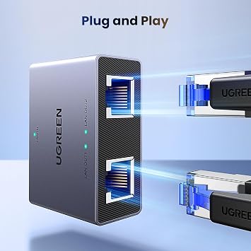 UGREEN 1000Mbps Ethernet Splitter 1 to 2, Plug and Play, 2 Devices Simultaneously Networking, 3FT USB Power Cable, RJ45 Internet Ethernet Switch for PC, Laptop, PS5, Xbox, TV