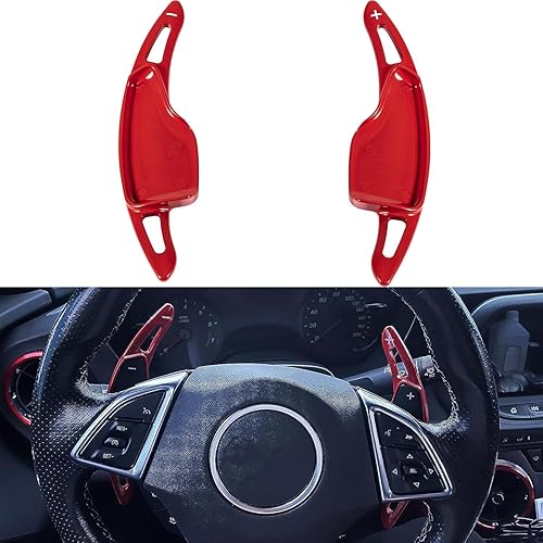 Yoursme Cubierta de aluminio para la palanca de cambios del volante, accesorios interiores para Chevy Chevrolet Camaro 2016-2022, para Chevy C7