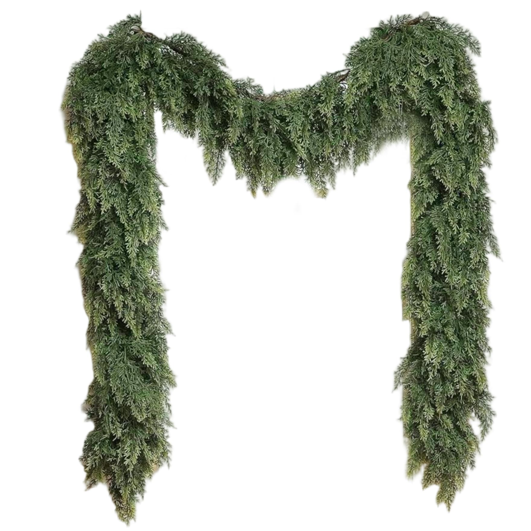Guirlande de Noël en cèdre Artificiel Vert, PVC Souple, 2, 7 m, pour cheminée, intérieur ou extérieur