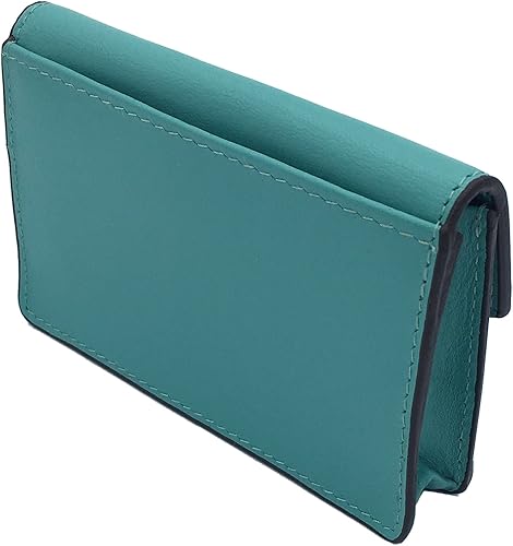 Miniatura 5 de Cuero genuino turquesamarrón personalizado RFID titular de la tarjeta