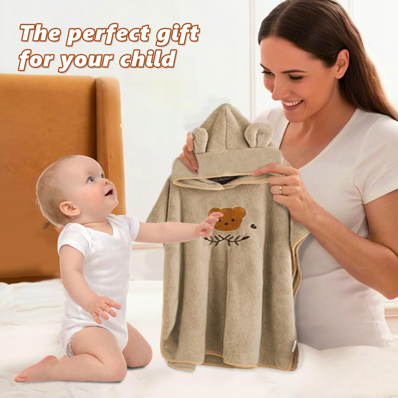 Poncho de Bain pour Enfant, Serviette de Bain avec Capuche Bébé, Super Absorbantes Serviettes et Sorties de Bain, Serviette de Bain pour Nouveau-né Fille Garçon 0-3 Ans