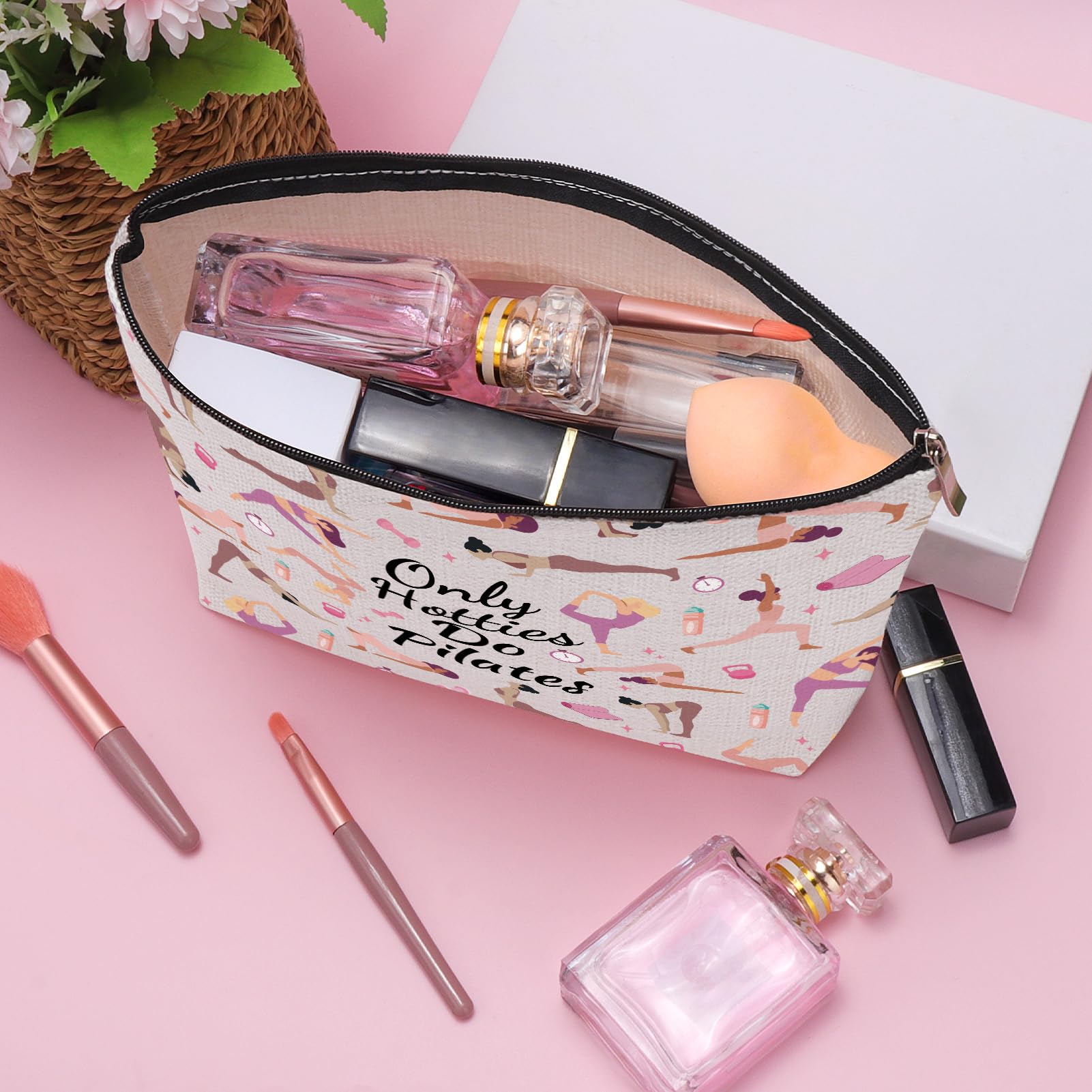 Pilates Lovers Makeup Bag for Women Pilates Gift for Yoga Lover Friend BFF Sister Christmas Birthday Gifts Mothers Day Presents for Coworker Thank You Cosmetic Bag for Pilate Teacher Instructor