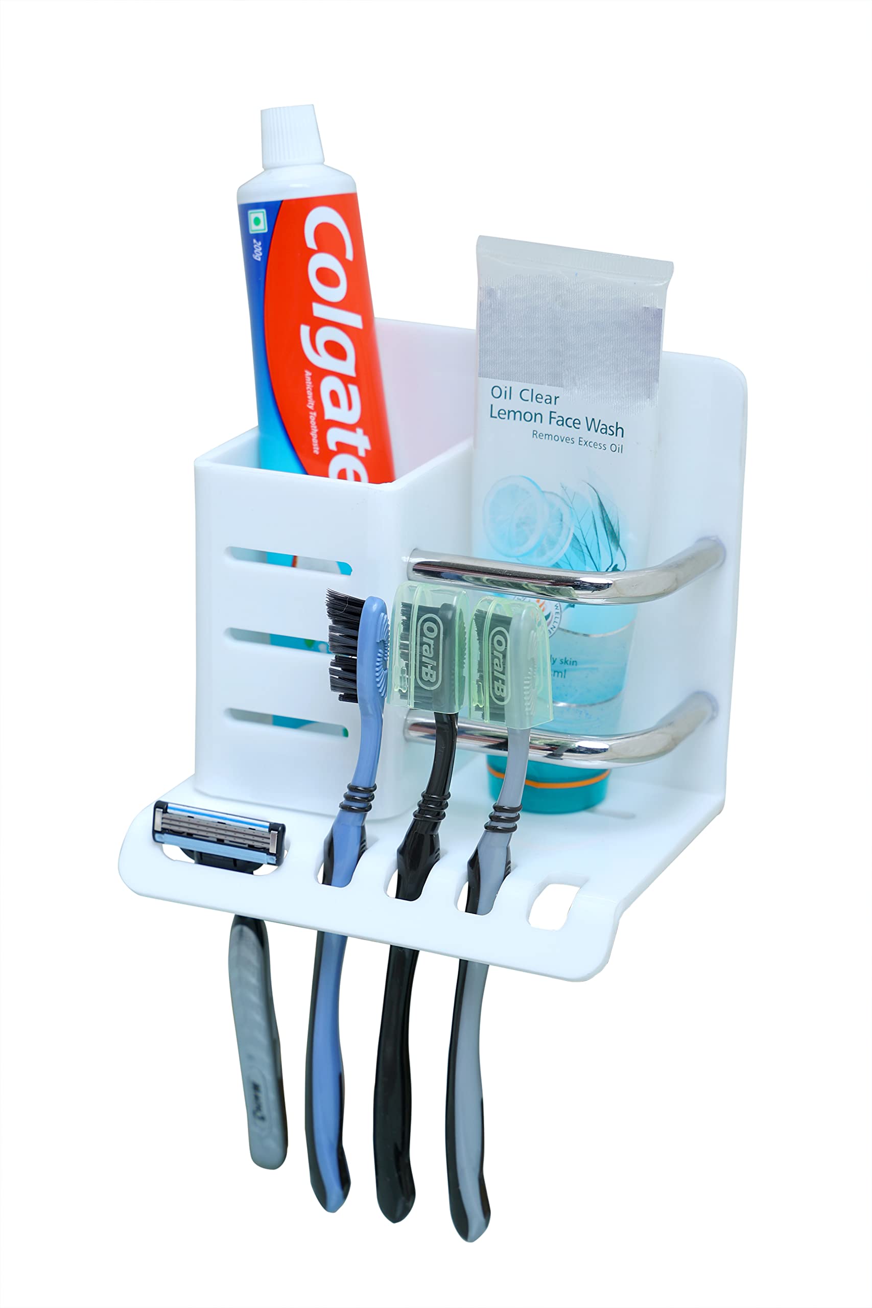 Nimd Beautic Acrylic Multipurpose Toothbrush Paste Holder/Stand/Tumbler for Bathroom Accessories Home (White)