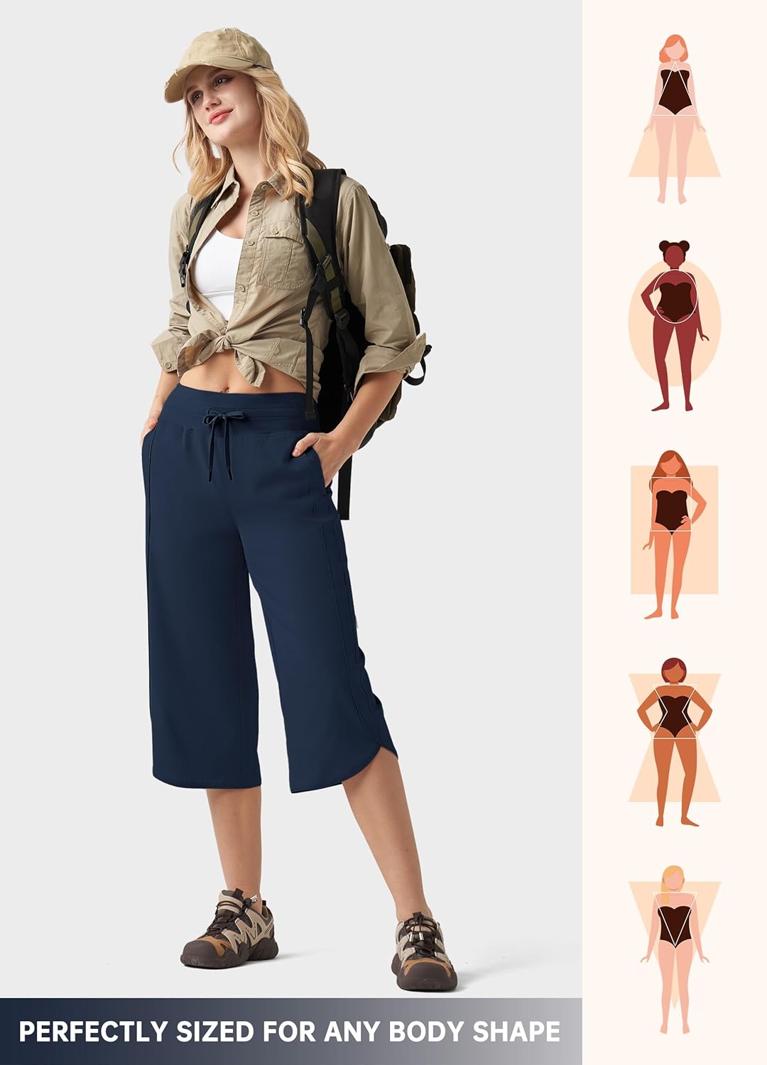 Willit Women's Capri Athletic Hiking Wide Leg Quick Dry Capri Pants Casual Lightweight Summer Cropped Pants - Image 6