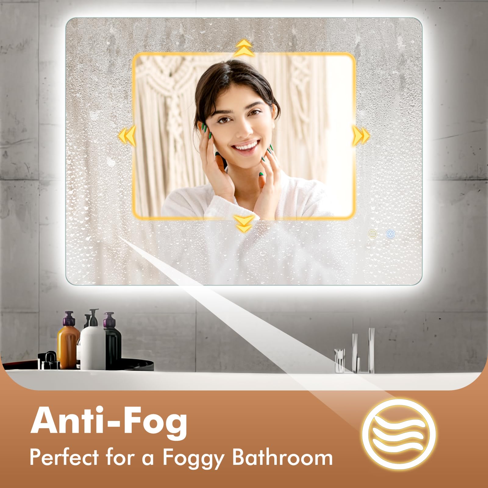 Specchio Bagno con Luce, 800×600mm Specchio da Parete per bagno