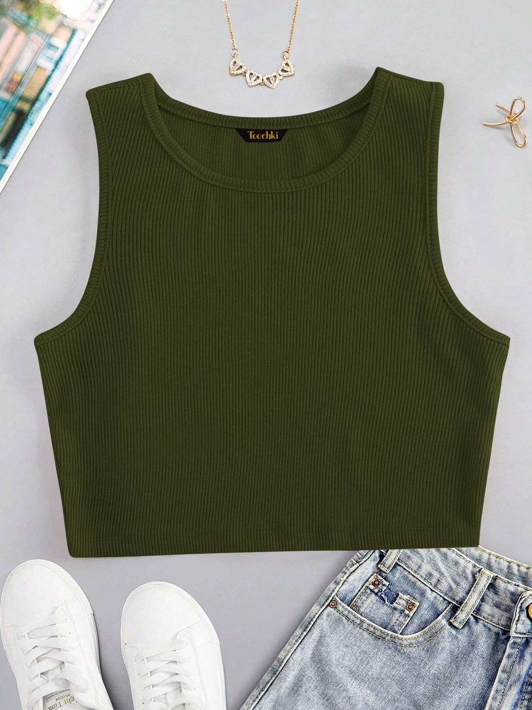 Toochki Maglietta corta da donna, in cotone, stile casual, stile occidentale