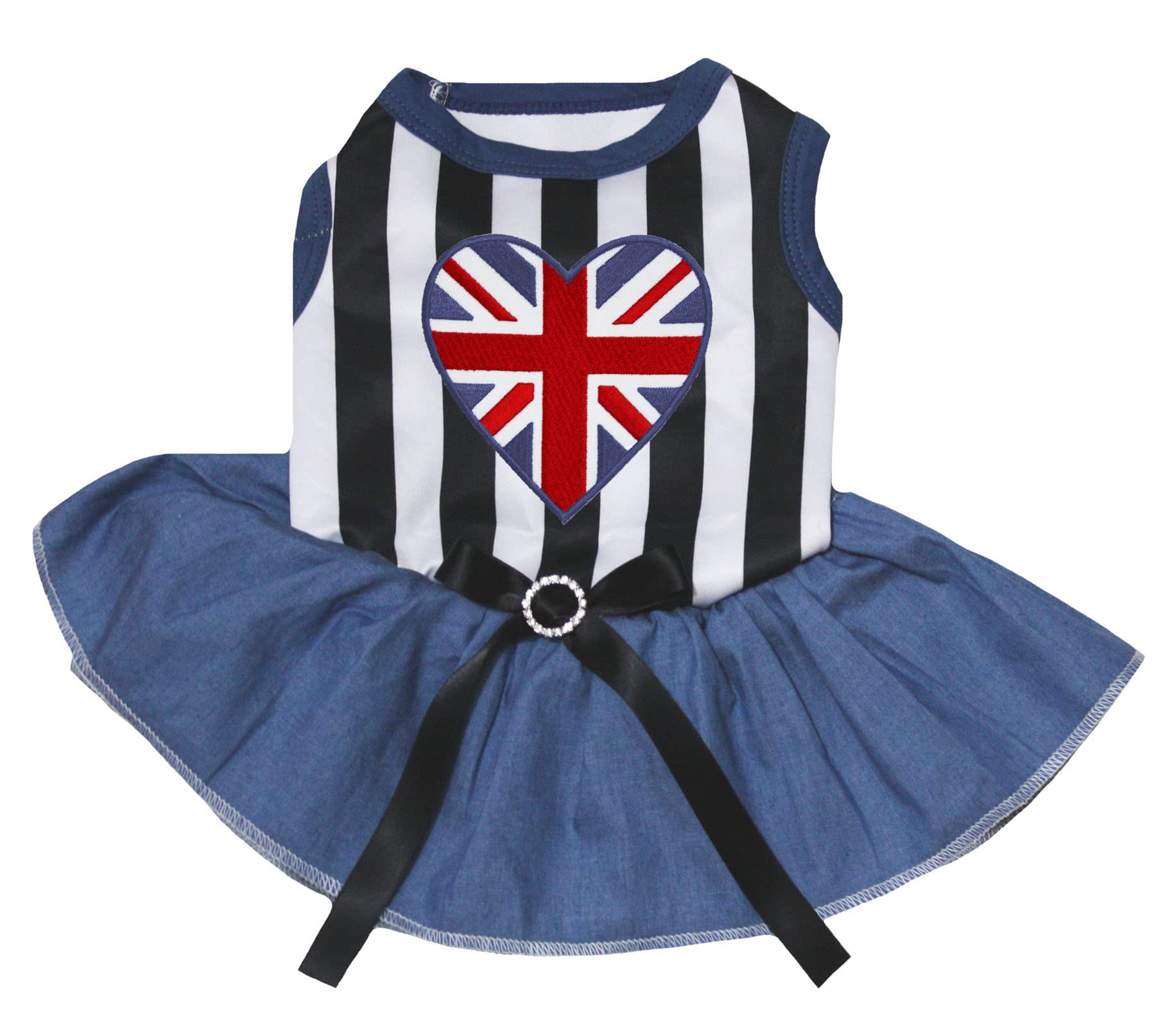 Robe pour chiot rayée marine à cœurs taille L pour petit chien
