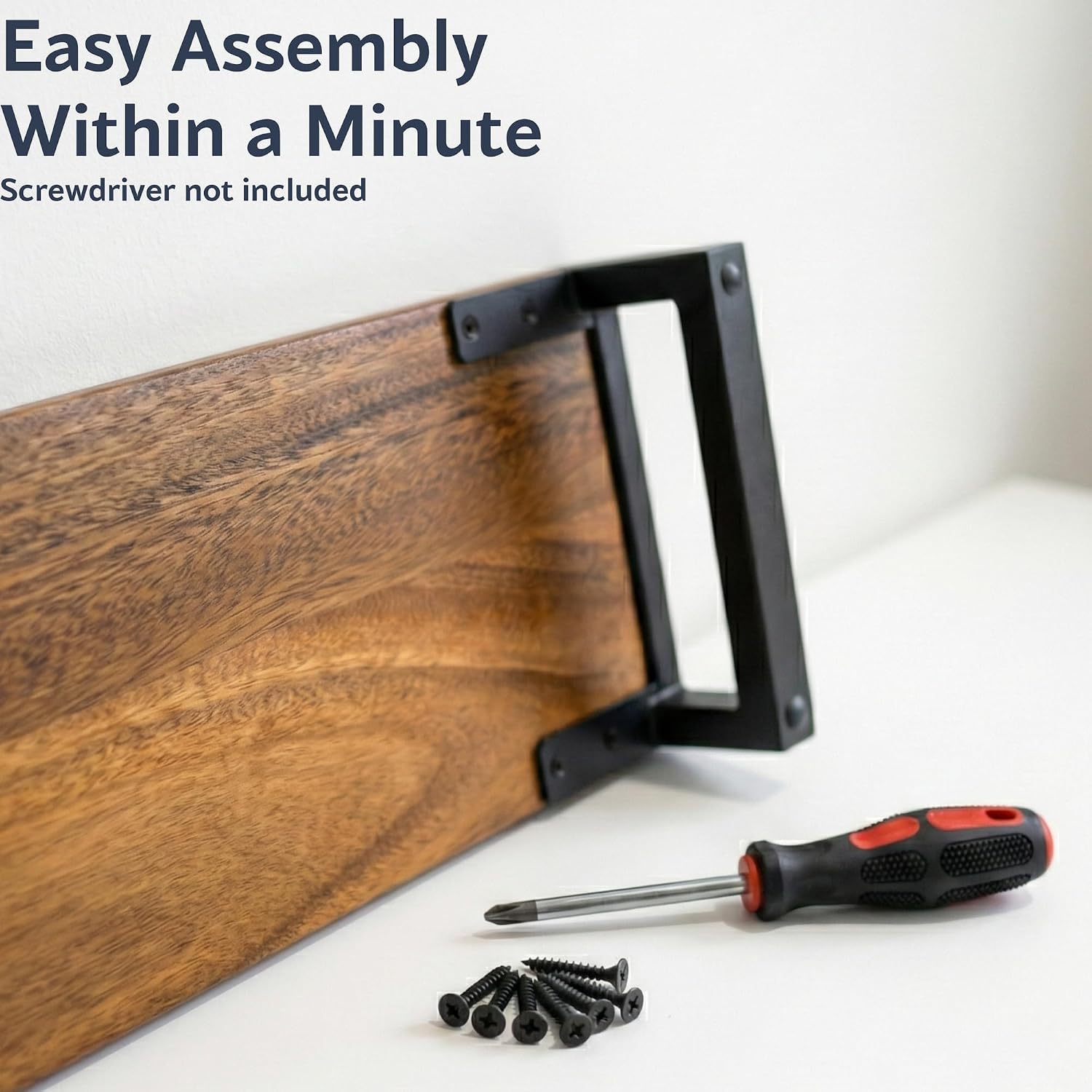 Dual Monitor Stand Riser for Desk – 40” Wide Walnut Solid Wood Desk Riser with Metal U-Legs, Scratch-Resistant, Hassle-Free Assembly