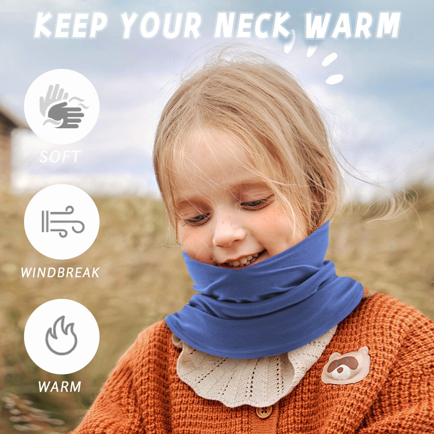 Bufanda Cuello Deporte para Niños Niñas Running Montar a Caballo Talla única Negro Azul