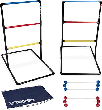 Triumph Premium Ladder Toss Outdoor Game Set with 6 Soft Bola Balls, Travel Carrying Case and Score Trackers - Choose Between Classic and All Pro Series