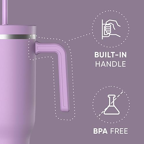 Miniatura 2 de Hydrapeak Voyager - Vaso de 40 onzas con asa y tapa con pajilla vasos aislados de acero inoxidable taza de viaje para bebidas calientes y frías taza