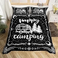 Vista 17 de Juego de funda de edredón con reglas de campamento, tamaño matrimonial, para niños, funda de edredón rústica para campamento, estilo granja