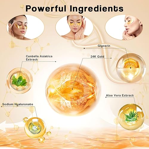 Miniatura 3 de Parches para debajo de los ojos para mujeres (30 pares)  Parches para ojos hinchados y ojeras  Cuidado de la piel con parches de colágeno para los