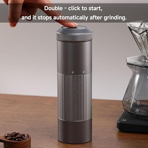 Miniatura 3 de Molinillo eléctrico portátil de café expreso, molinillo de granos de café recargable por USB con rebabas de acero inoxidable, ajustes de molienda