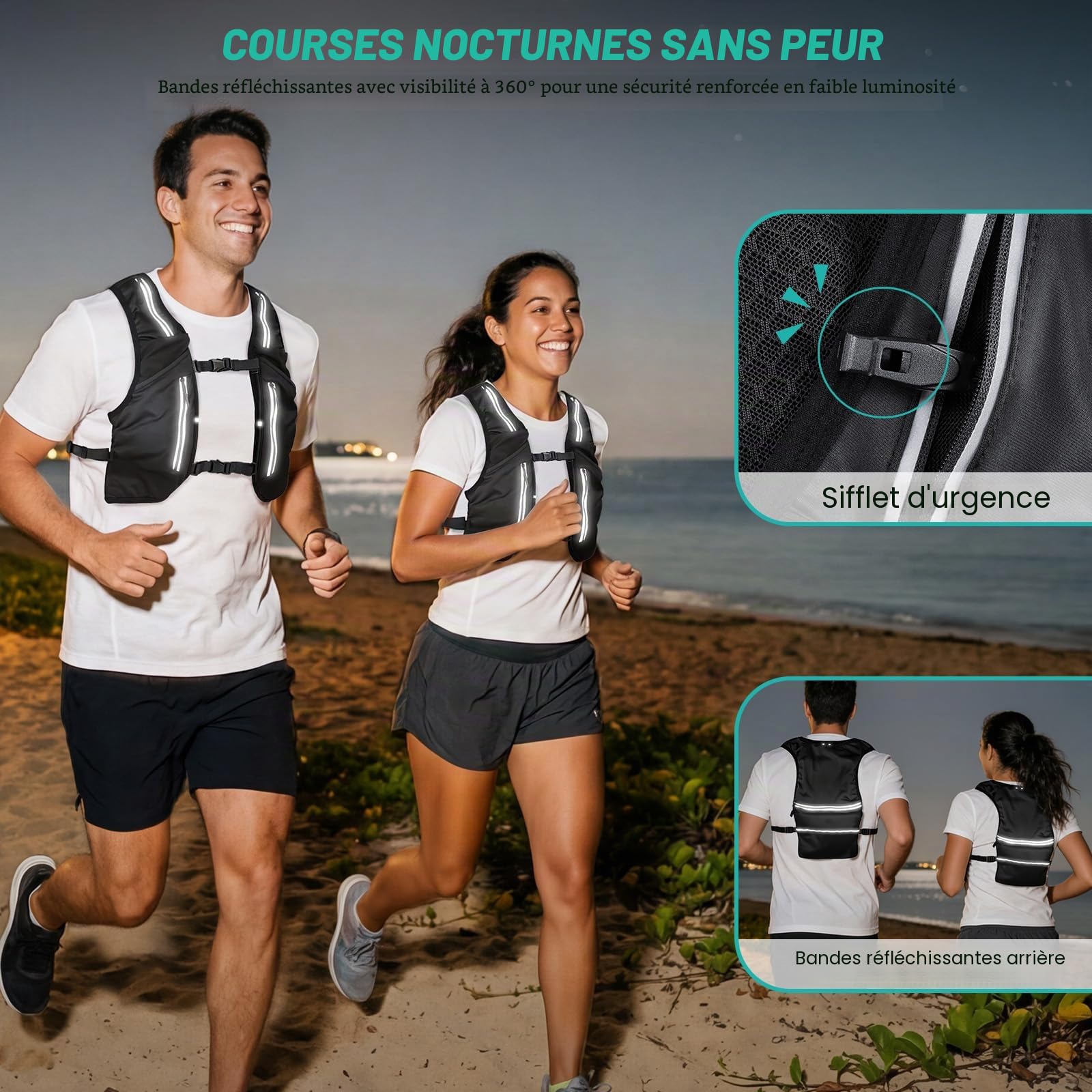 Nextyu Gilet Running Femme & Homme, Sac Hydratation Trail Léger Réfléchissant avec Gourde Souple 500 ML, Bretelles de Poitrine Réglables pour Course à Pied Randonnée Cyclisme Marathon