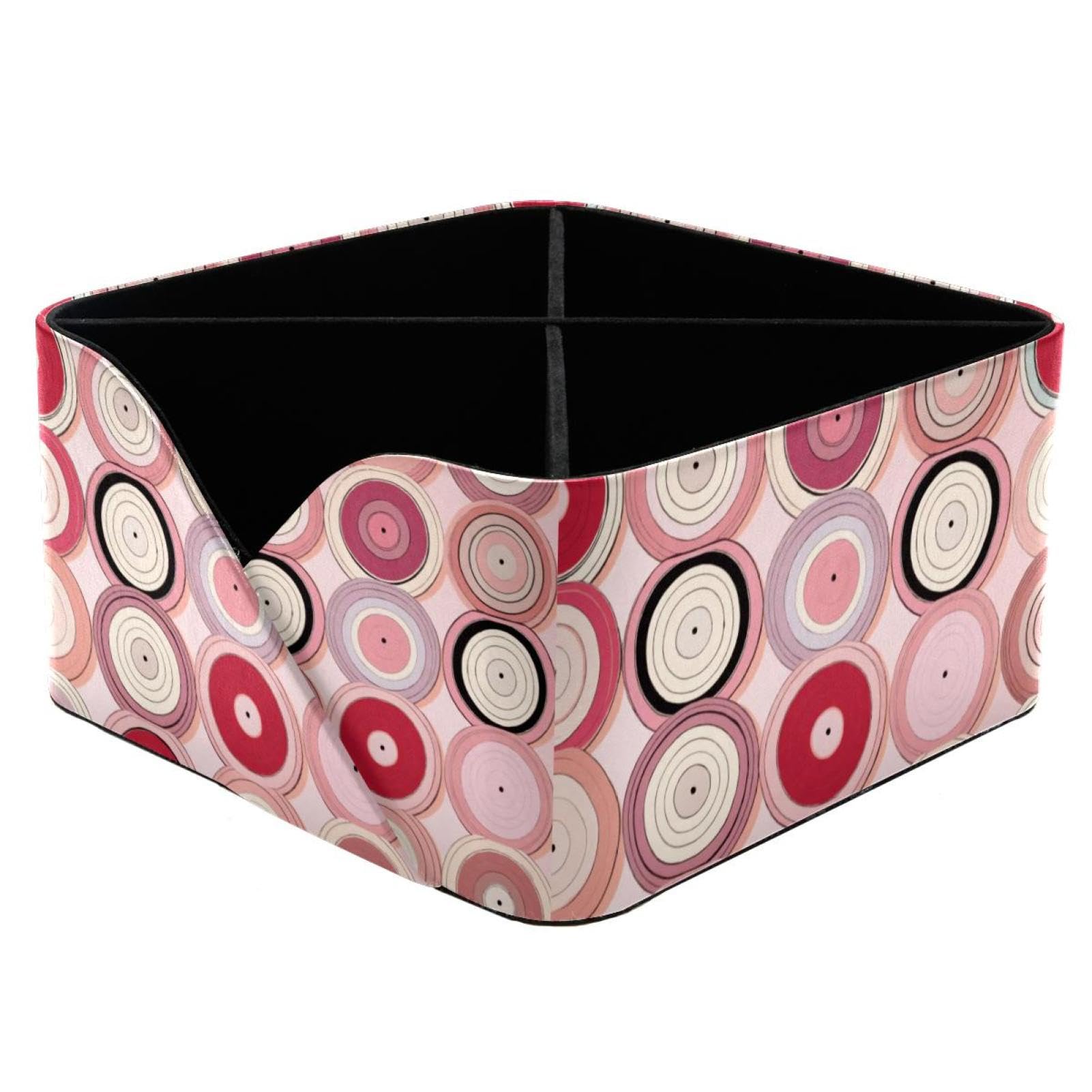 Organiseur de bureau pour papeterie motif disques roses idéal pour chambre fille et maquillage