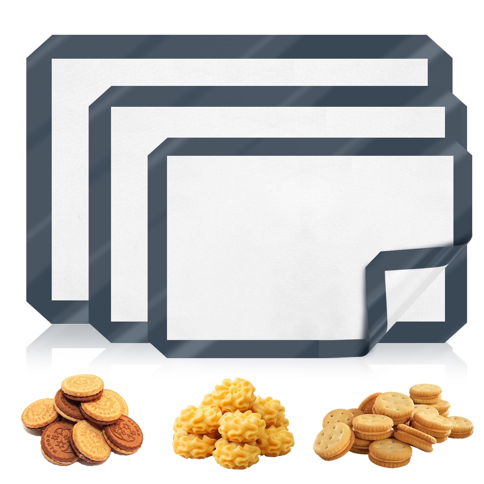 Alfombrillas De Silicona Para Hornear - Juego De 3, Antiadherentes, Resistentes Al Calor, Sin BPA, Fácil Limpieza
