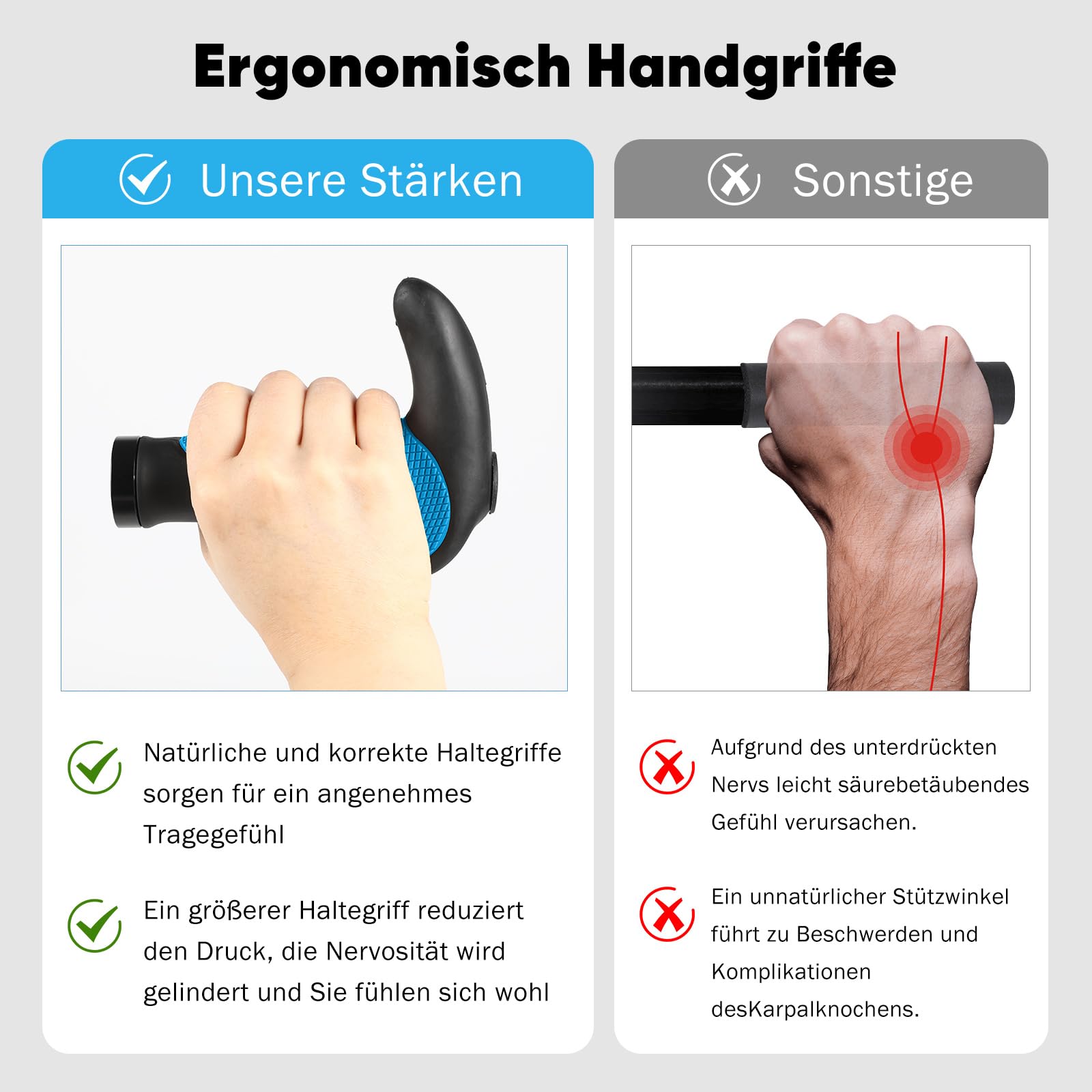 ROGTYO Ergonomic Bicycle Grips, Non-slip Rubber Handlebar Grips, 22mm, Cycling Grips for MTB BMX, Electric Bike, Folding Bike - Image 2
