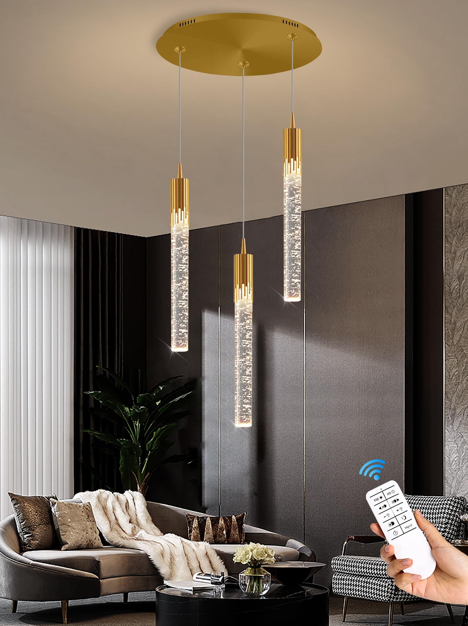 Flashing God Mini Gold Crystal Chandelier Integrated LED Pendant Light ...