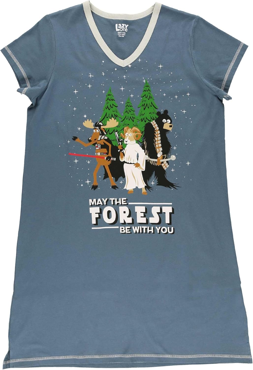 Lazy One Women's Nightgown, Funny V-Neck Sleep Shirt for Women, Bear & Moose Pajama Shirts - Image 3