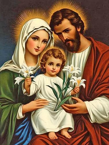 F-CANLAN Kit de pintura de diamante redondo de taladro completo, pintura 5D de bricolaje Virgen María Dios con diamantes, pintura de diamantes de la