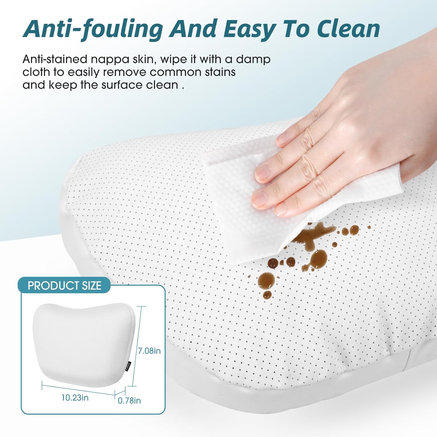 Upgraded Car Seat Neck Pillow - Adjustable Height Headrest Cushion - Fits Tesla Model 3/Y/S/X High Elastic Pearl Cotton Interior and Ventilated Nappa Leather - Neck Pain Relief (2 Pack White)