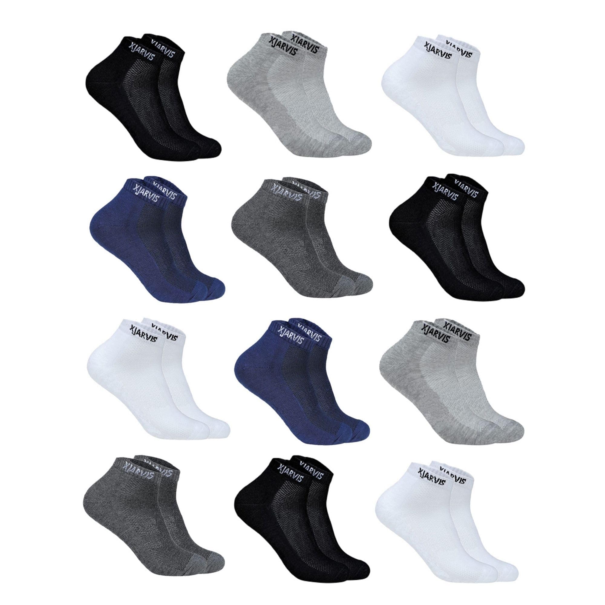 XJARVIS® Calzini lunghi alla caviglia per uomo e donna, traspiranti, traspiranti, in cotone imbottito, ideali per sport, palestra e abbigliamento formale, multicolore, taglia unica