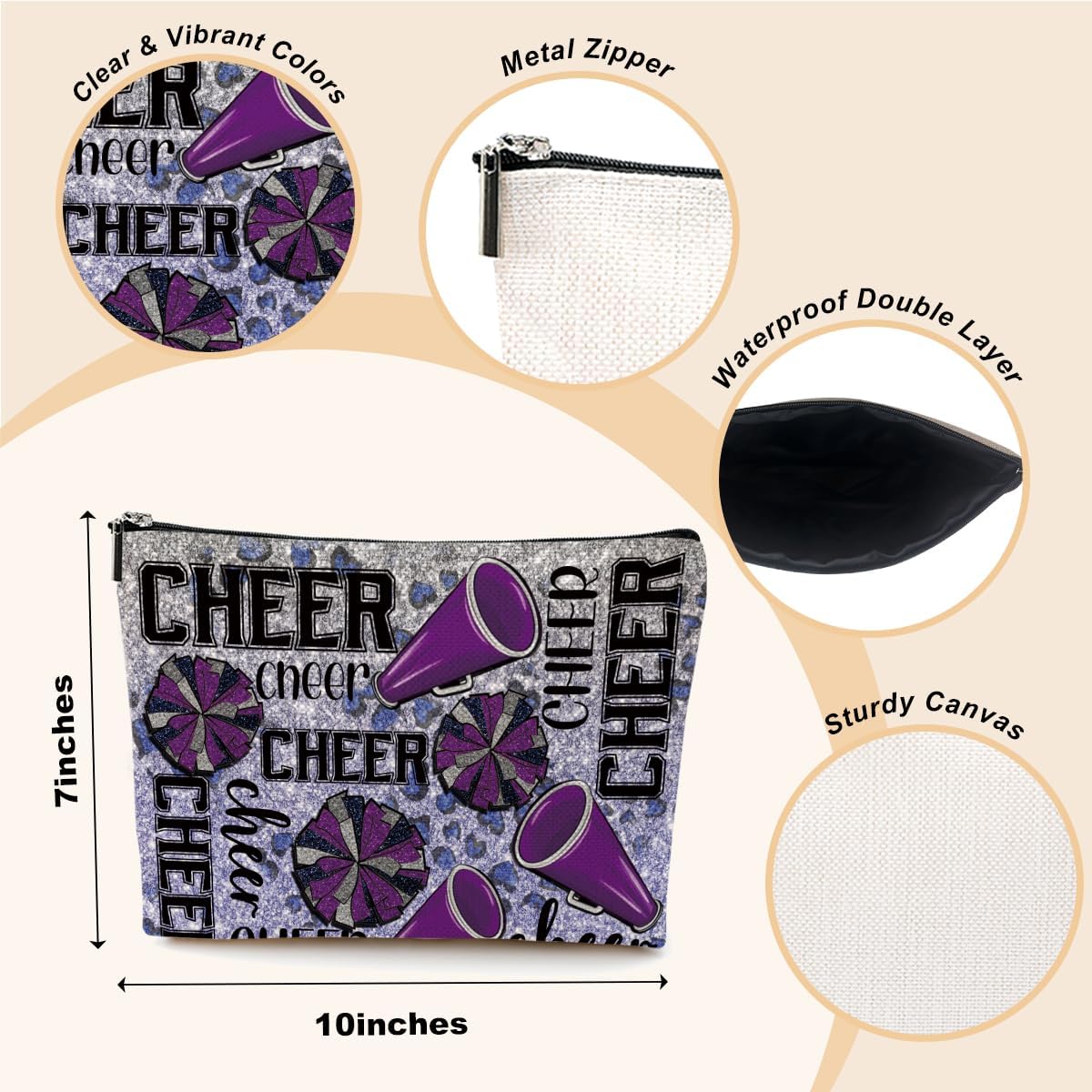 Inspirational Cheer Stuff Cheerleader Makeup Bag - Cheer Gifts for Women & Girls - Cosmetic Bag for Coach, Niece, Christmas & Birthday - Image 2