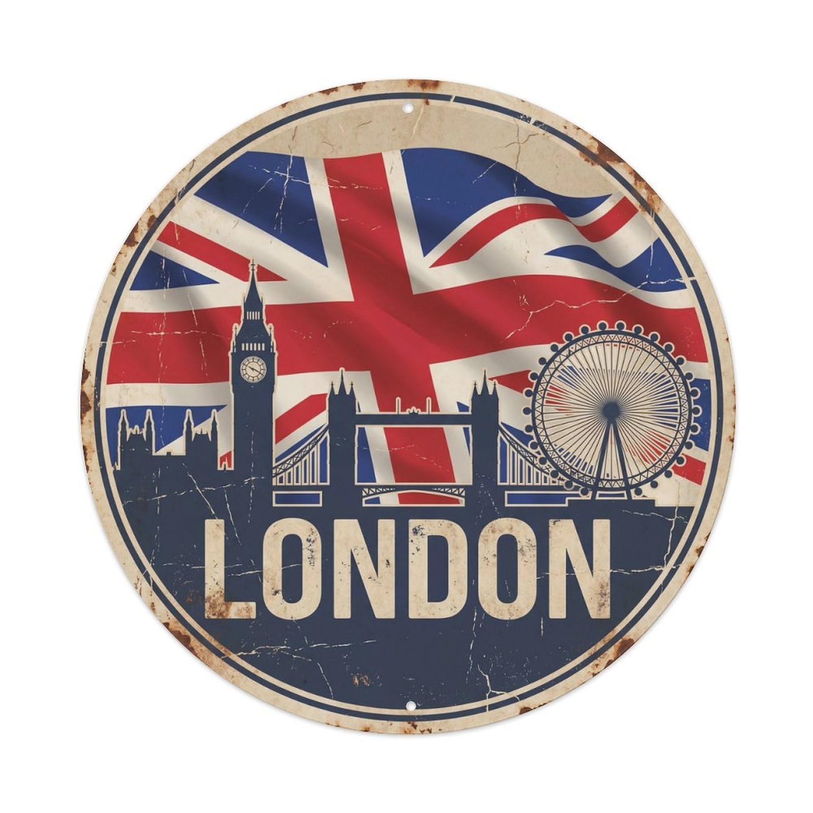 Fqcyn Style Vintage Travel British Flag Heritage Metal Tin Sign