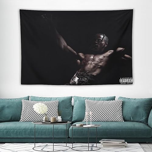 Miniatura 3 de NOsawa Tapiz de cantante para decoración del hogar, álbum de pared de rapero, arte de pared, impresión de imagen colgante, sala de estar,