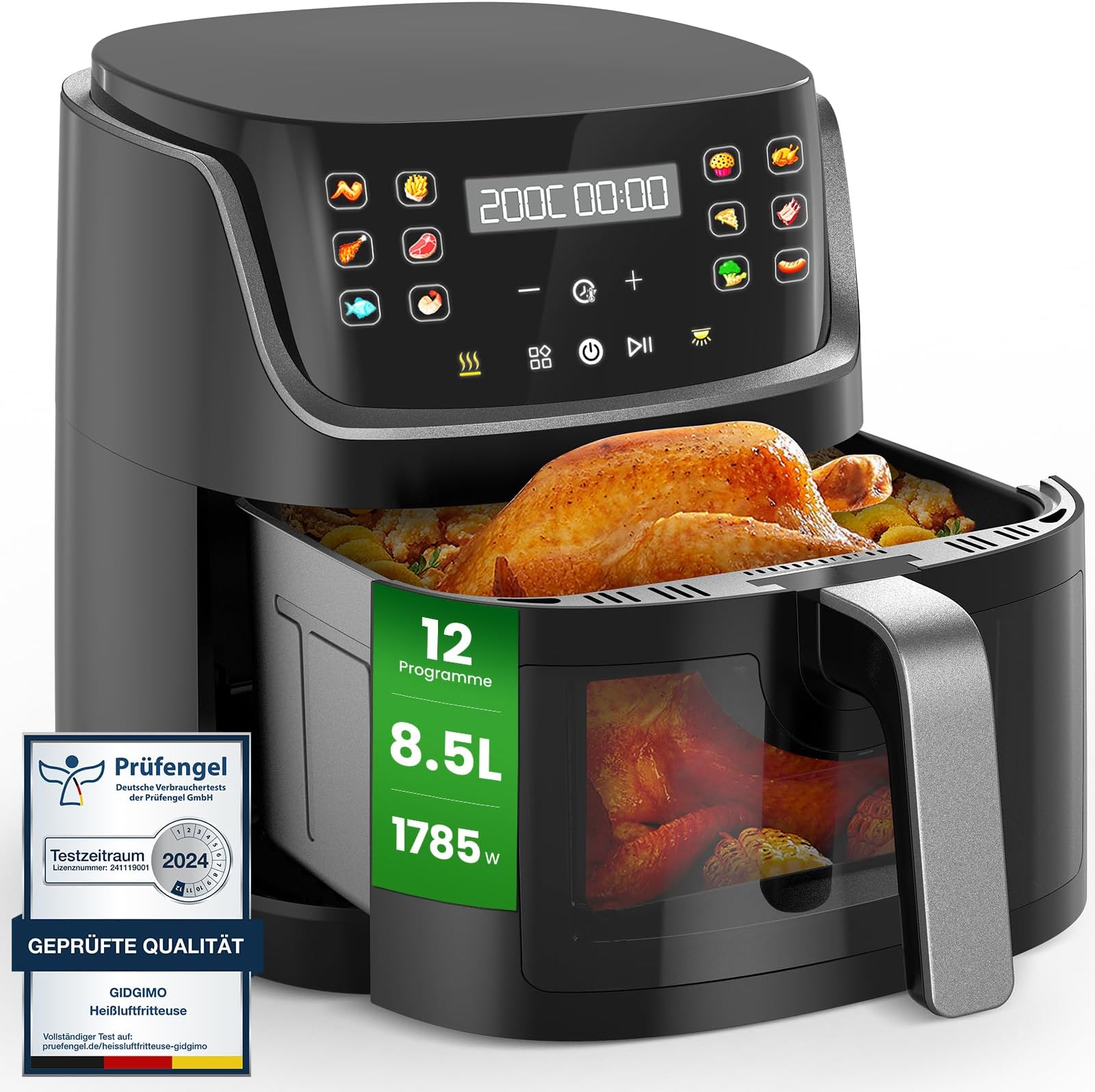 4L Heißluftfritteuse Fritteuse Heißluft Digitale Edelstahl Air Fryer Backen DHL