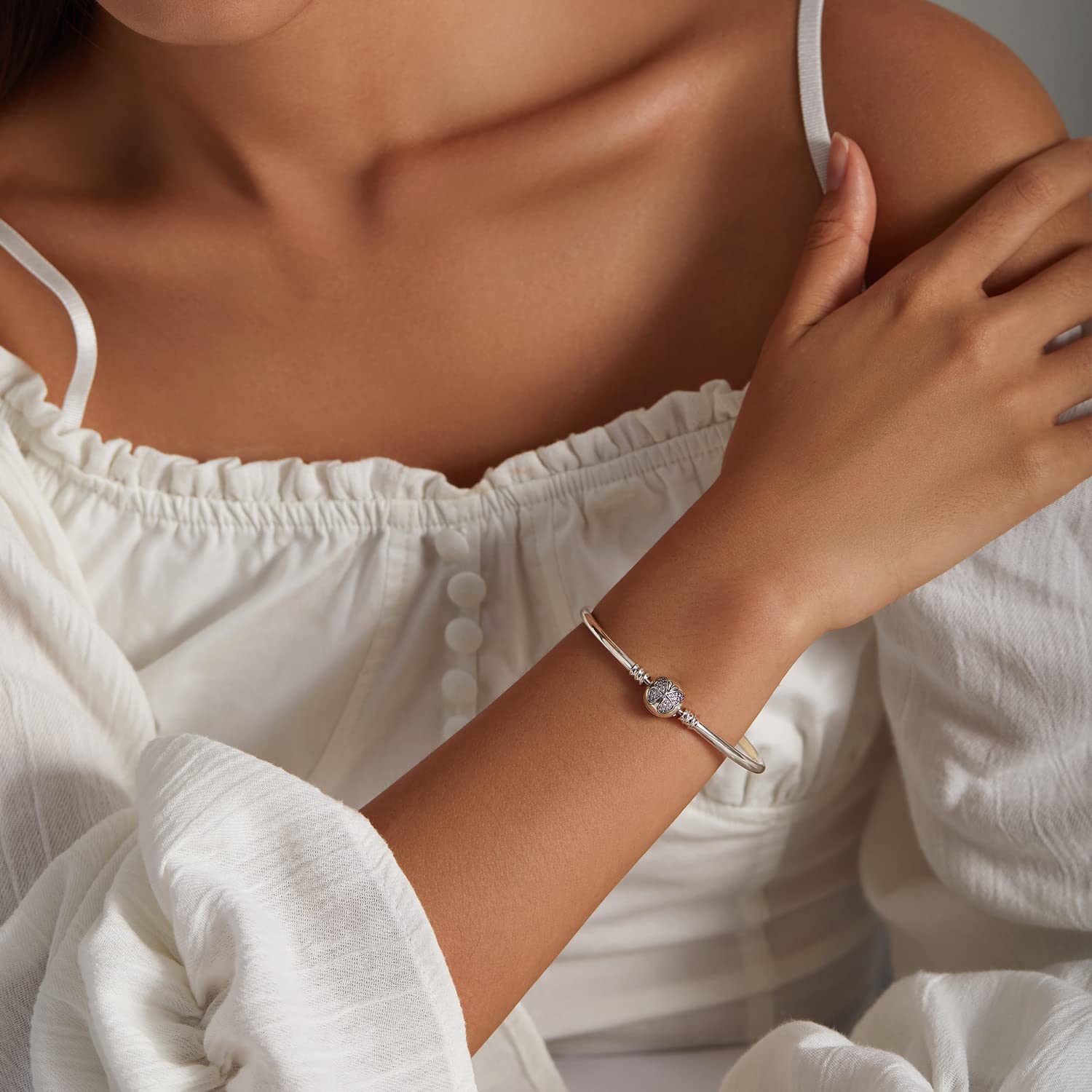 Braccialetto di Base in Argento 925 con Farfalla abbagliante per Regalo di Gioielli in Argento da Donna
