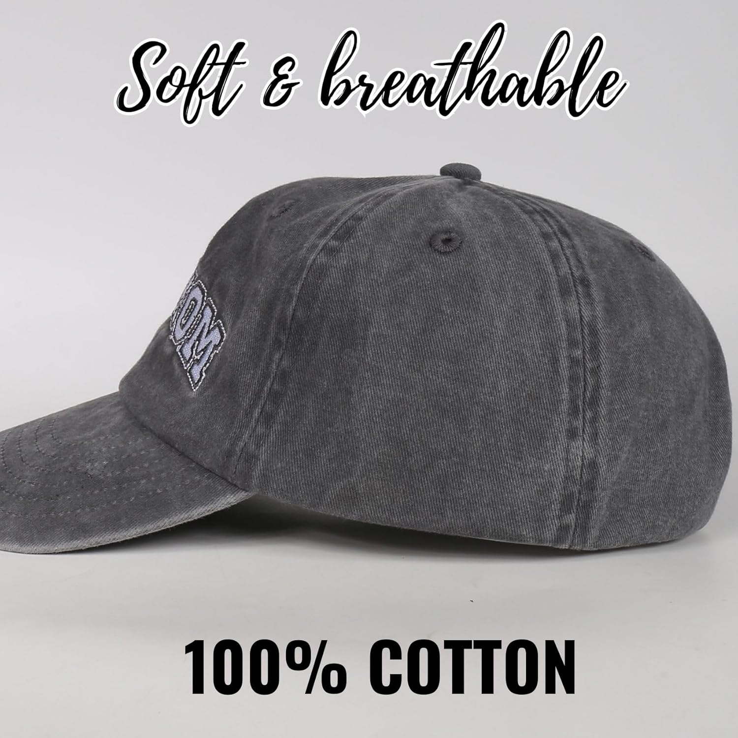 InnoBeta Mommom Gifts Cap for Grandma, Funny Adjustable Embroidered Hat Gifts for Birthday, Christmas, Grey - Image 4