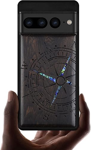 Carveit Funda de madera de diseñador para Google Pixel 7 Pro grabado en madera e incrustaciones de carcasa Funda de madera única compatible con