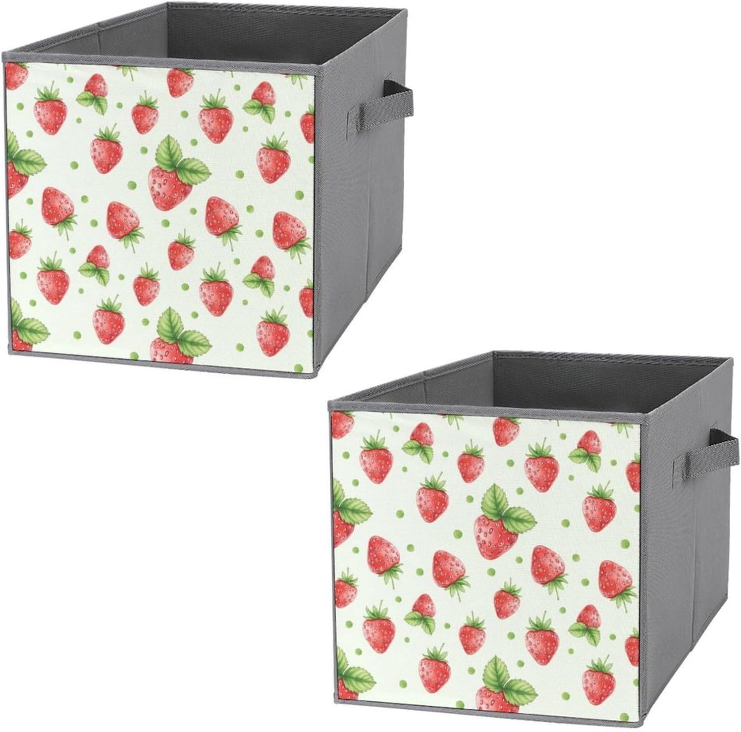Compact Storage Basket, Strawberry Fruit, Collapsible Organizer Bin with Handles, Versatile Storage Container for Home