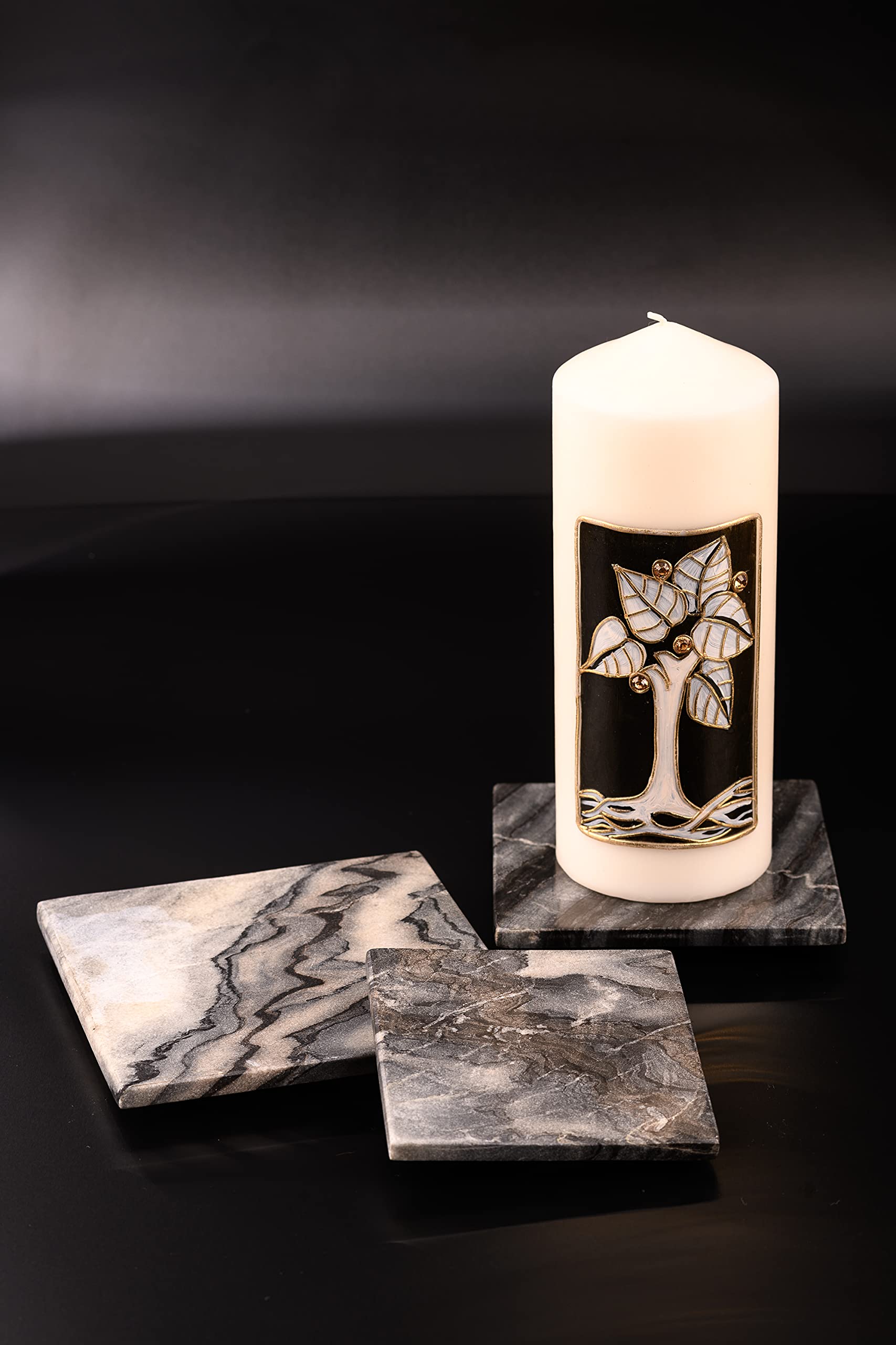 NKlaus Plate Natural Stone 14x14cm Coaster Table Decoration Saucer Glass Coaster 10640, Natural Stone - 14 X 14 Cm - Image 2